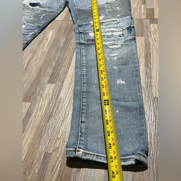 NWT Embellish Denim by Design Dion Blue 36 Distressed Holes Rips Cotton Stretch - Picture 4 of 8